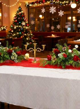 圣诞节装饰品商场橱场景公窗年会桌IOK面布置圣诞家司用摆树件仿