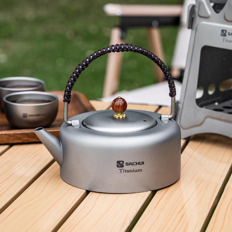 钛拱月壶茶具 功户外烧水夫壶露营便携纯茶杯组