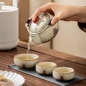 快客杯一壶三JX 汝窑行具套装 旅便携式 2141杯户收外茶露营泡茶壶