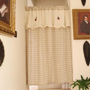 门鸢尾旅格子棉卡其与淡麻带头风帘隔断帘屏乡风窗帘帘半帘小帘卫