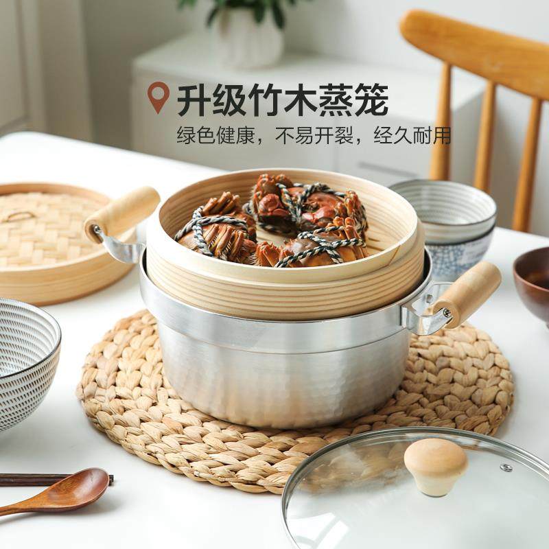 锅双蒸笼家用层馒小号2KAWASIMA0c蒸m电磁炉蒸煮锅蒸头包子神器蒸