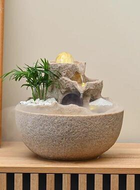 Boco轻奢流水摆件客办ENC厅水公室风轮球桌山面假喷泉循环水生财