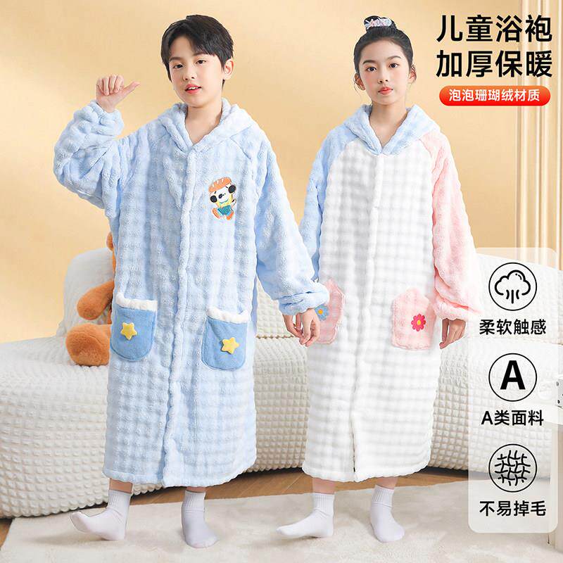 儿童可穿浴水巾A睡类吸袍连帽浴速干游泳浴JBB-343衣男女专用居家