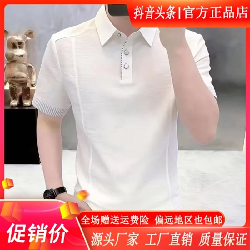 纯养轻奢男装专柜品质26新款男轻薄短袖白色翻领polo衫高级感时尚