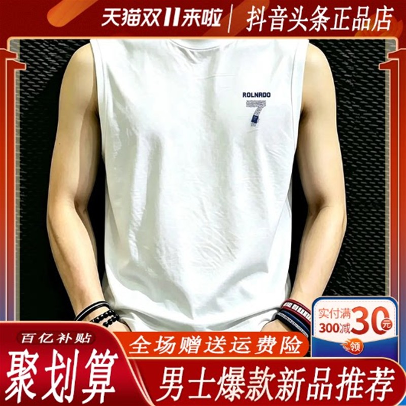 师凯服饰Amphelisia纯棉无袖T恤衫男士背心夏季宽松潮流运动坎肩