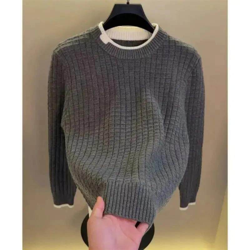 合诚优品臻选高档简约圆领假两件毛衣A男士秋冬百U搭针织衫打底衫