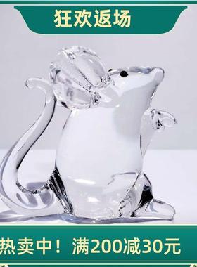 琉璃小老鼠摆件礼品水晶十二生肖儿童节生日礼物家居客厅装饰品