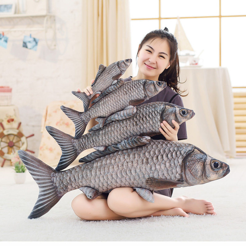 3D仿真鲤鱼草鱼抱枕公仔创意恶搞毛绒玩具布娃娃女生生日礼物