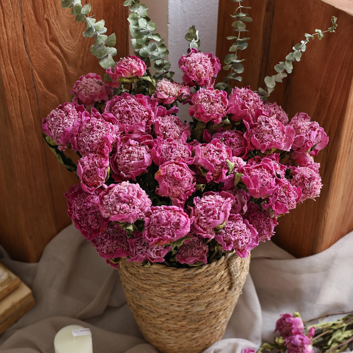 粉色芍药玫瑰干燥花花束客厅摆设生日礼物高级感天然风干高级感真