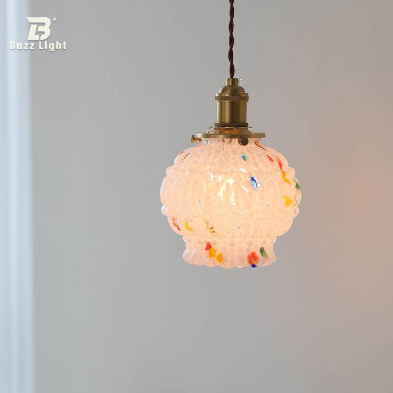 中古花团糖果珍珠泡泡色彩玻璃吊灯复古南洋怀旧风床头民宿小吊灯