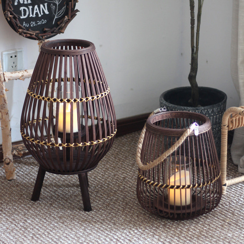 复古做旧竹编风灯创意落地烛台带腿样板间酒店民宿庭院装饰品欧式,家居饰品,烛台,淘宝优惠券,粉丝福利购,淘宝优惠卷