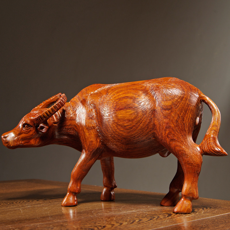 梨木雕水牛实木十二生肖牛家居客厅办公桌面装饰红木工艺品,家居饰品,装饰摆件,淘宝优惠券,粉丝福利购,淘宝优惠卷