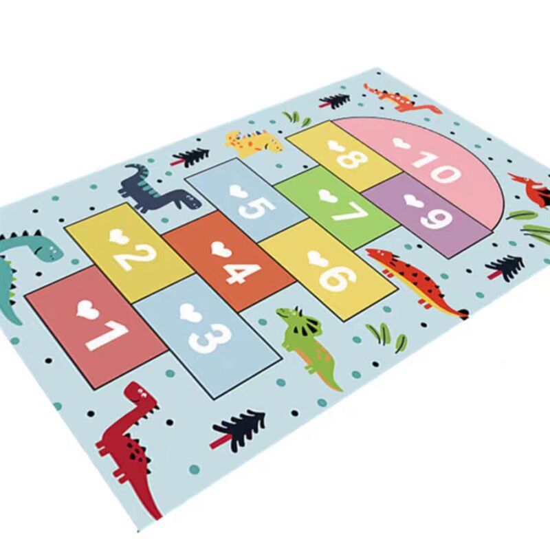 儿童跳房子地毯爱男孩女孩儿童房卧室床边卡通跳格子地垫定制