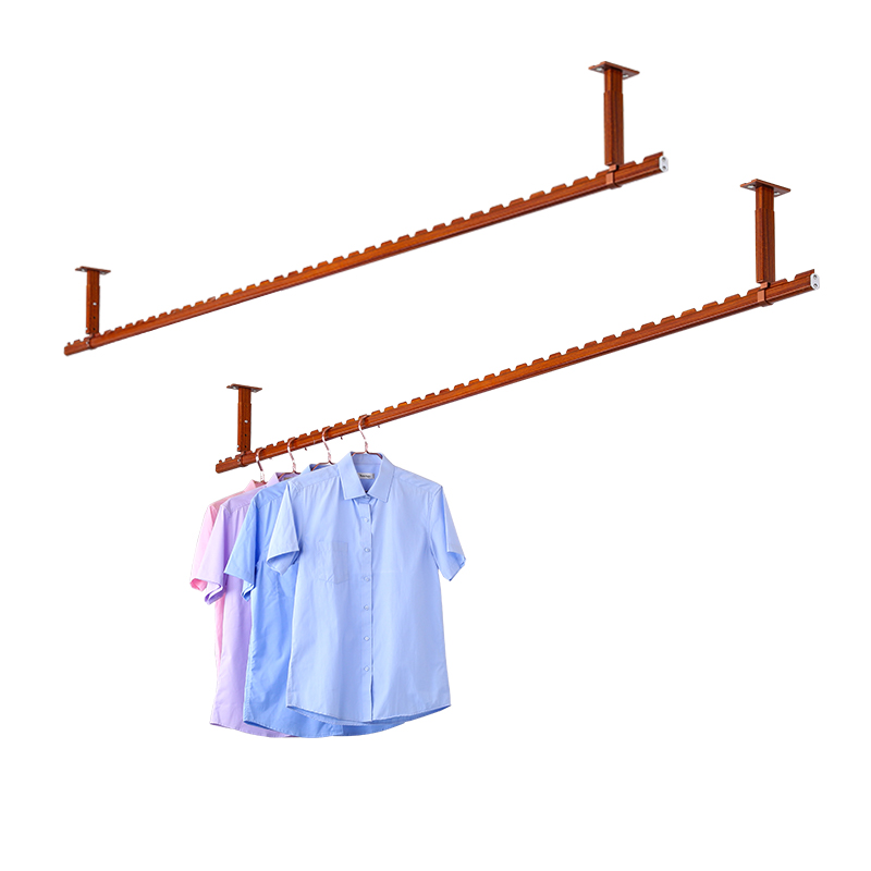 晾衣杆阳台顶装固定晾衣架单杆吊顶式铝合金晒衣杆家用打孔挂衣杆