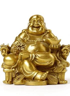 全铜弥勒佛像摆件家居客厅玄关装饰桌面笑佛汽车工艺礼品摆饰中式