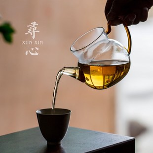 高端加厚耐高温泡茶杯中式 寻心高档玻璃公道杯套装 茶滤公杯分茶器