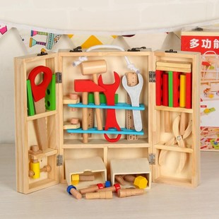 男孩维修修理智力工具箱 DIY手提益智仿真木制儿童过家家玩具套装