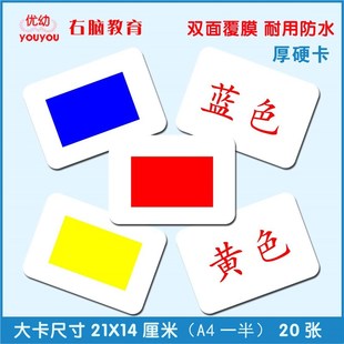 益智玩具启蒙早教大卡杜曼颜色闪卡宝宝认识颜色彩卡右脑潜能开发