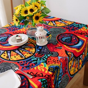 复古东南亚民族风桌布地中海酒吧咖啡厅画室创意美术茶几布艺