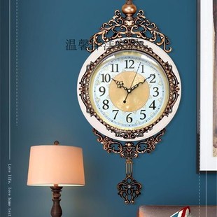 北极星欧式客厅挂钟创意静音大号船舵钟表静音复古石英钟时尚挂表