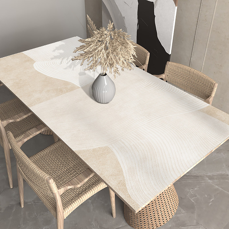 侘寂风in桌布防水防油免洗防烫c皮革桌垫长方形茶几桌布裁剪