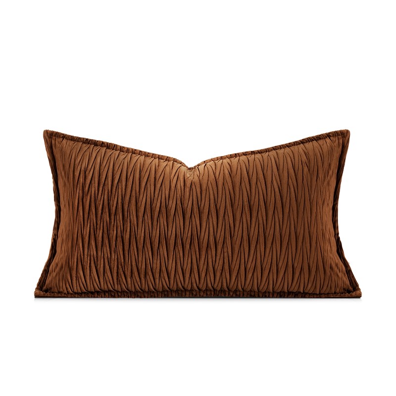 柏洛斯家居 焦糖色立体褶皱感沙发样板间酒店创意长抱枕床头腰枕