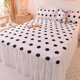 四季 床罩单件小清新夹棉加厚床套防尘保护罩 通用韩式 公主风床裙款