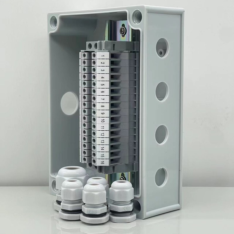 防水接线盒带端子1进4出UK端子分线盒转接配电箱塑料工控盒转接盒