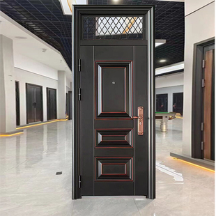 气窗防盗门腰头亮窗仿铜室外车库钢质钢制进户门家用安全门入户门