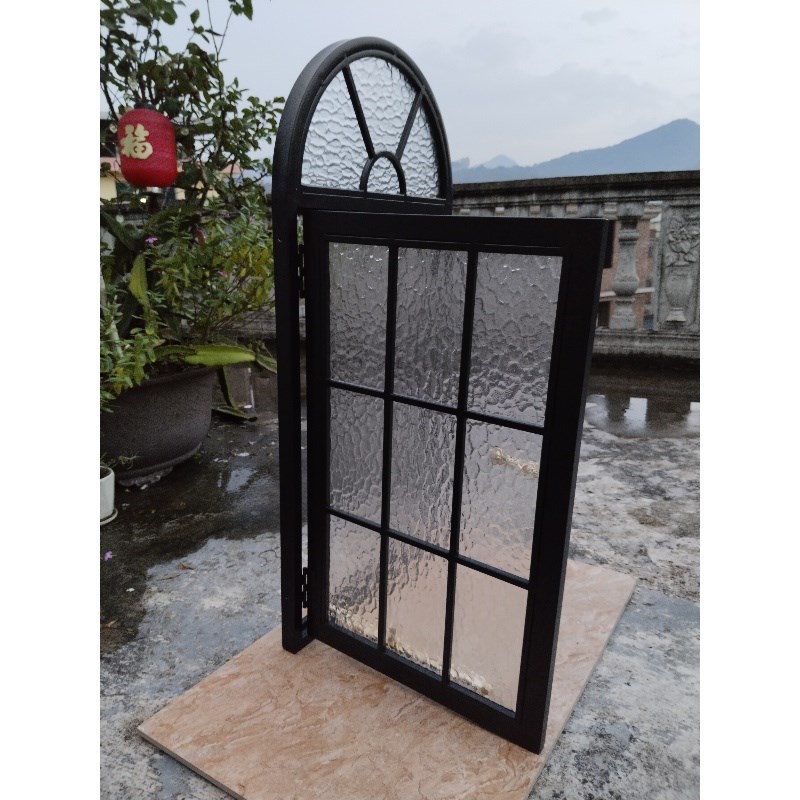 老式钢窗室内装饰法式复古采光窗阁楼拱形屏风阳台艺术玻璃平窗