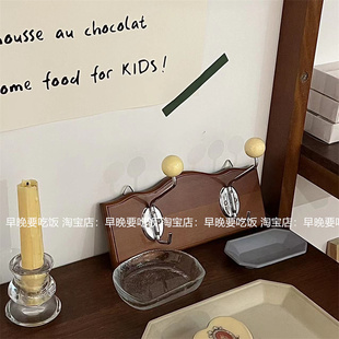 早晚要吃饭 韩国中古壁挂衣帽挂钩装饰民宿咖啡店复古实木衣架