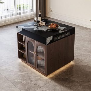 高级岩板岛台餐桌一体单独岛台柜倒台中岛台导台可定制法式复古