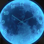 浪沙创意夜灯个性 声控月球夜光钟表发光挂钟客厅卧室走廊时钟带灯