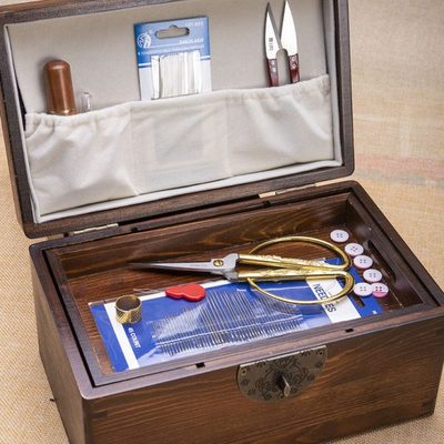 实木针线盒双层工具收纳盒家用高豪华高级质量缝衣线针线包针盒