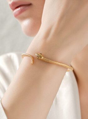 金色埃及法老的宠妃手镯女蛇简约气质百搭小众设计送女友礼物手链