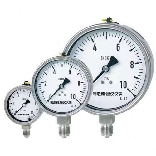 YNE100BF耐震不锈钢膜盒压力表ye100bf 0-16/25/40/60/100kpa星仪