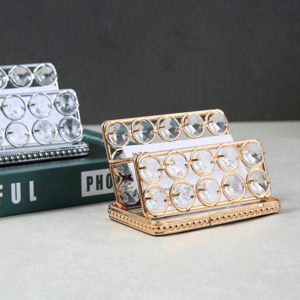 欧式水晶名片盒前台名片架子摆台卡片架座桌面摆件名片夹收纳盒,家居饰品,饰品盒,淘宝优惠券,粉丝福利购,淘宝优惠卷