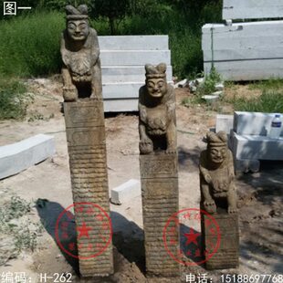 石雕栓马桩  仿古做旧雕刻青石拴马桩  石雕猴子马上封侯拴马柱