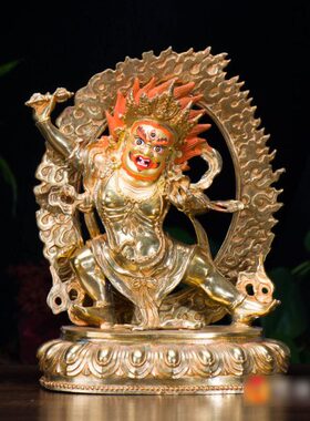 家用铜像全鎏金铜金刚手铜像像25cm大势至菩萨铜像摆件