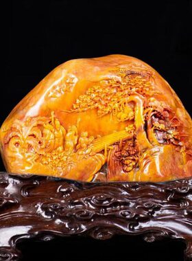 福建寿山石田黄石松山聚圣贤画室摆设家居客厅装饰品乔迁工艺品