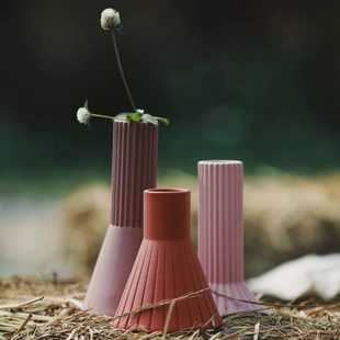 JZ几致百褶裙花插北欧风花瓶艺术鲜花装饰摆件礼物客厅插花饰品