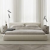 意式 极简1.5双人科技布布艺床现代轻奢主卧1.8米网红泡芙榻榻米床
