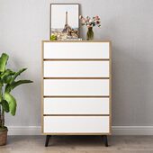 现代简约客厅卧室五斗柜抽屉收纳柜环保材质储物柜橡木原木色