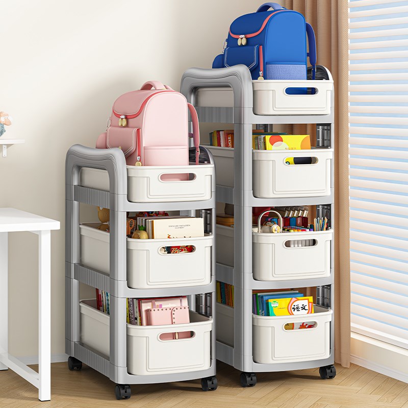 书包置物架可移动小推车书本x收纳架神器家用多层学生放书包滑轮