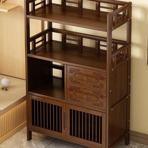 博古架置物架多功能茶柜茶台玄关多宝阁书架实木多层储物架中式37