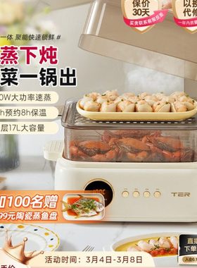 TER电蒸锅聚能鲜蒸锅蒸炖锅多功能家用蒸炖一体全自动预约蒸汽锅