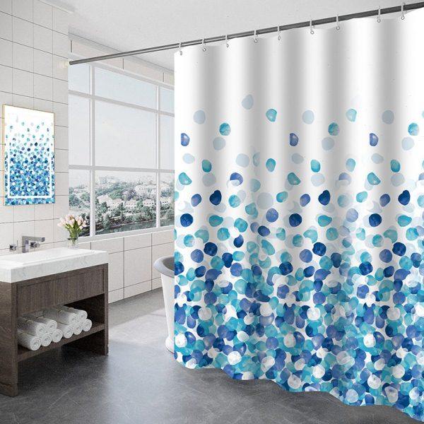 蓝点圆圈门帘窗帘背景墙布洗澡防水雨布装饰布遮挡帘子卫生间浴帘,家庭/个人清洁工具,浴帘,淘宝优惠券,粉丝福利购,淘宝优惠卷