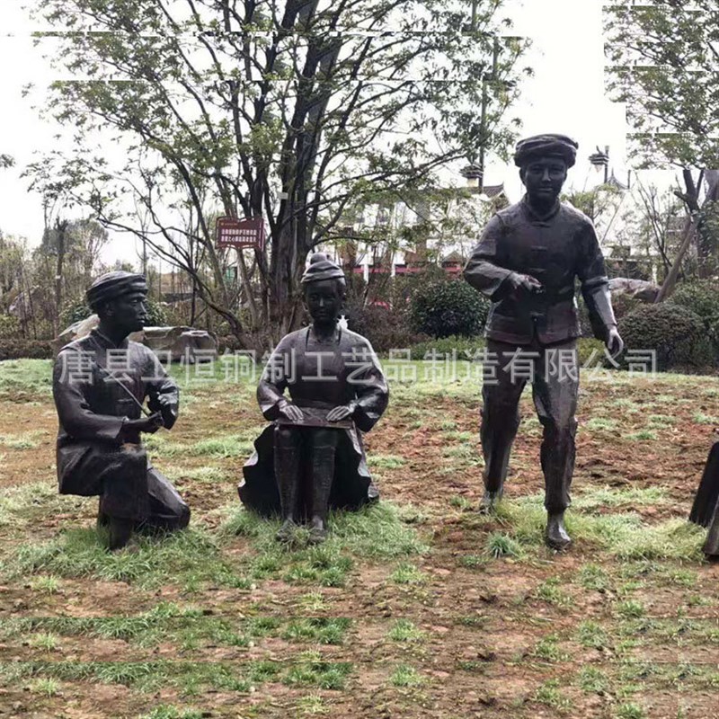 铸铜农民劳作人物雕塑步行街小品雕塑玻璃钢仿古铜现Y代人物雕塑