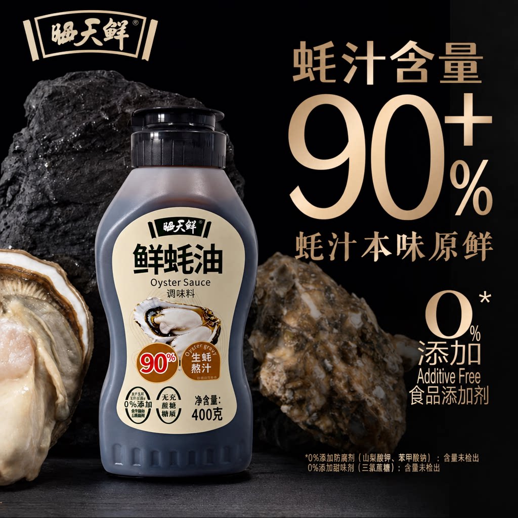 【晒天鲜】90%蚝汁0添加浓缩蚝油无蔗糖无麸质炒菜凉拌拌馅提鲜