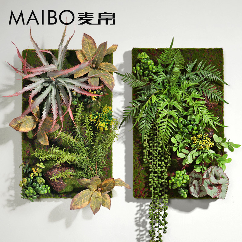 定制仿真绿植无框立体壁挂客厅服装店餐厅L绿植墙挂画墙壁装饰挂